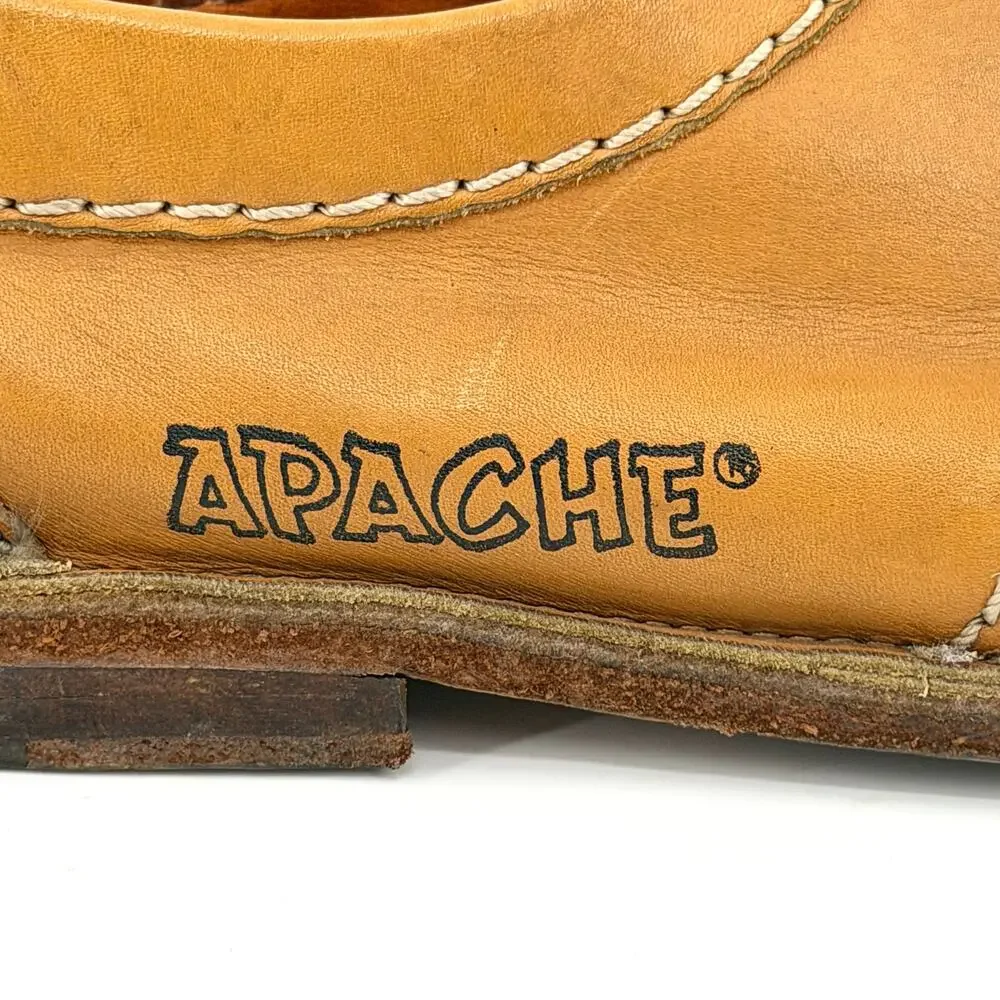 Vintage 80s Apache Ochre Tan Genuine Leather Lace Up Oxford Shoes